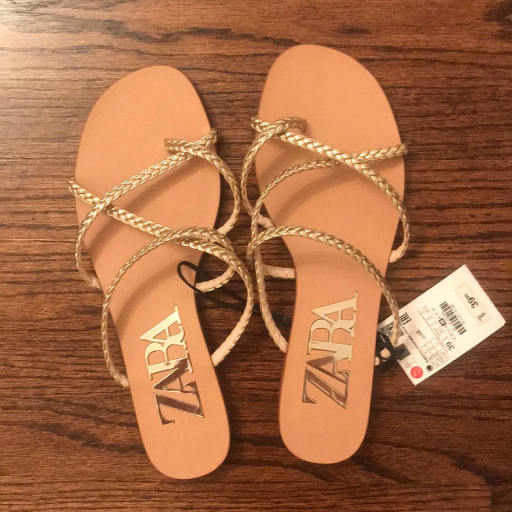 Zara Gold Strapping Sandals